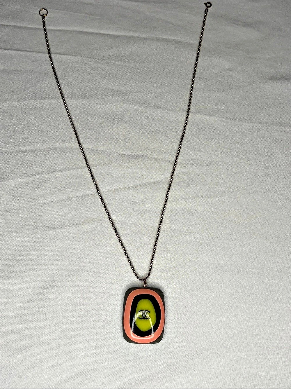 Chanel Pendant Necklace in Pink & Green